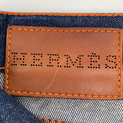 Selvedge Leather Patch Denim with Serio Button, Indigo Bottoms 40 Men's