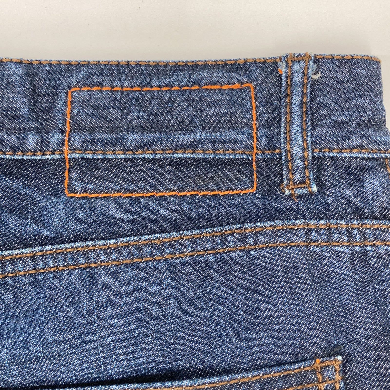 Selvedge Leather Patch Denim with Serio Button, Indigo Bottoms 40 Men's