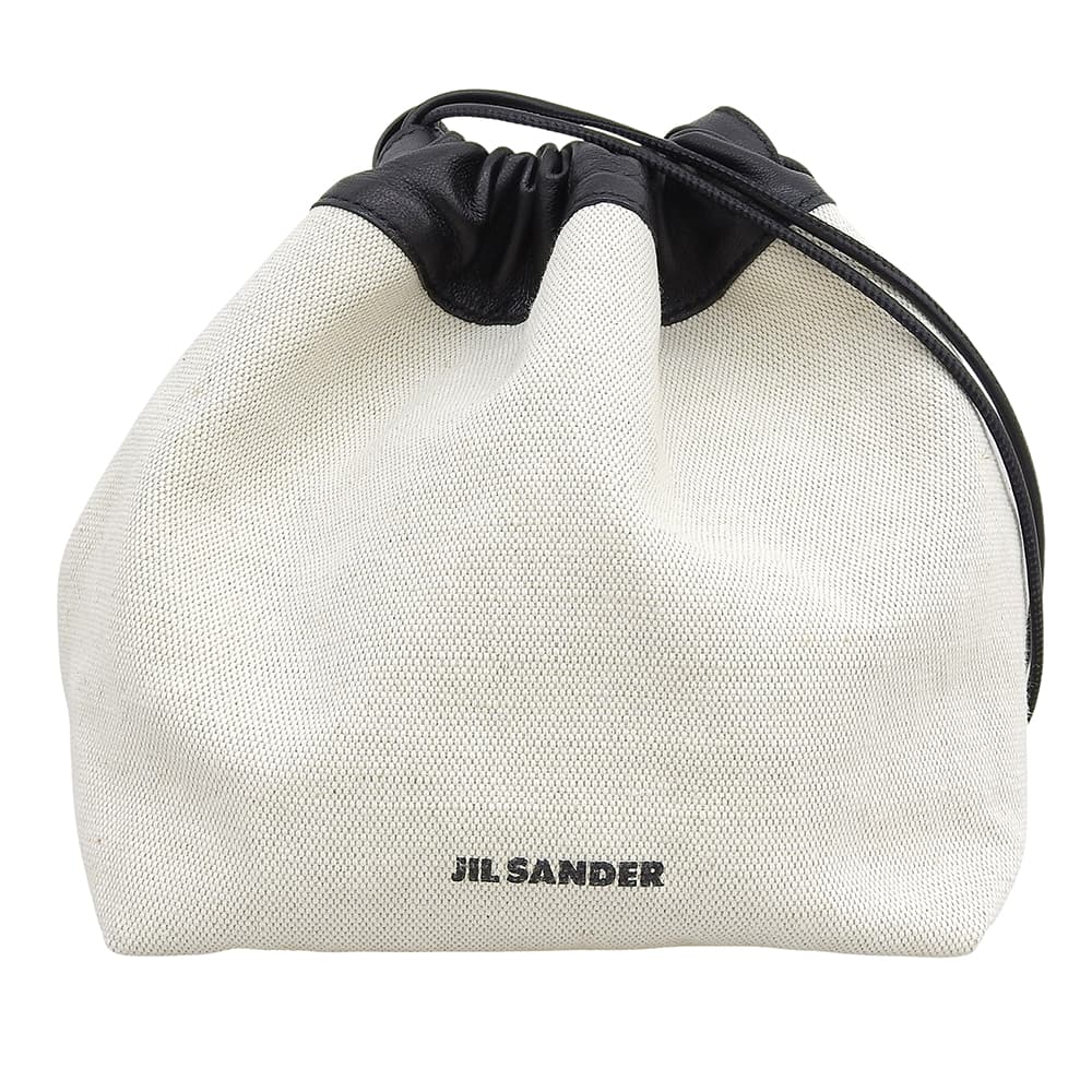 JIL SANDER ジルサンダー DUMPLING キャンバス レザー リバーシブル バッグ ショルダーバッグ レディース アイボリー×ブラック j07wg0027 ショルダーバッグ
