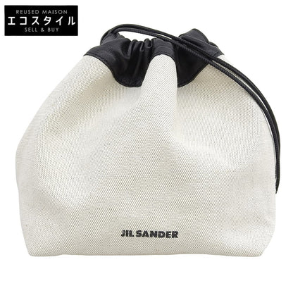 JIL SANDER ジルサンダー DUMPLING キャンバス レザー リバーシブル バッグ ショルダーバッグ レディース アイボリー×ブラック j07wg0027 ショルダーバッグ