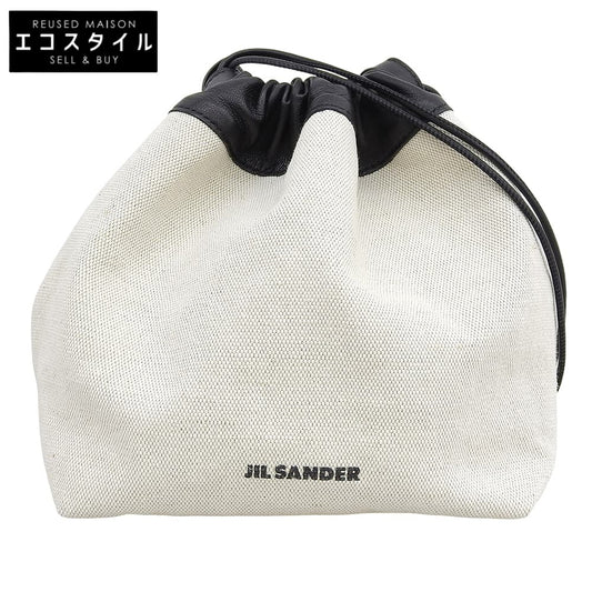 JIL SANDER ジルサンダー DUMPLING キャンバス レザー リバーシブル バッグ ショルダーバッグ レディース アイボリー×ブラック j07wg0027 ショルダーバッグ