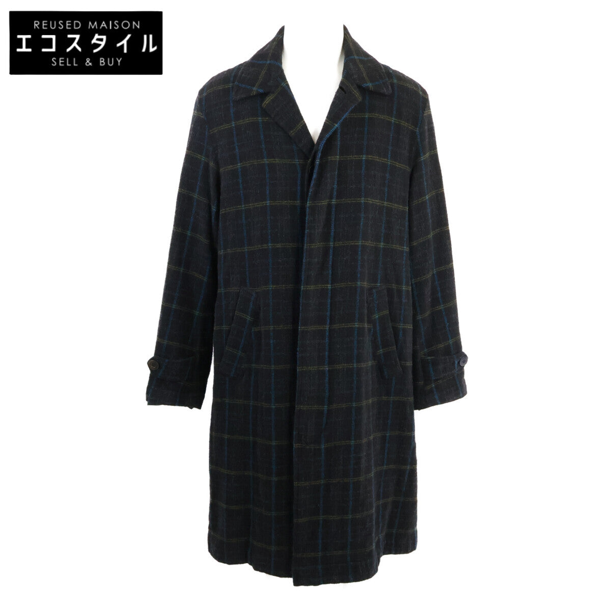 UCZ4301-2 Checked Switched Fleece Long Coat 2 Men's
