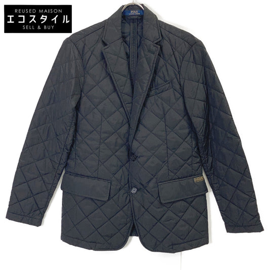 Black Quilted Tailored Jacket with Elbow Patches, Size S, Men's