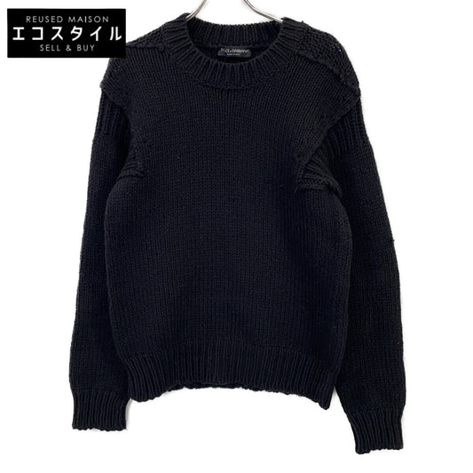 DOLCE&GABBANA ドルチェアンドガッバーナ ブラック ウール ローゲージ ニット トップス