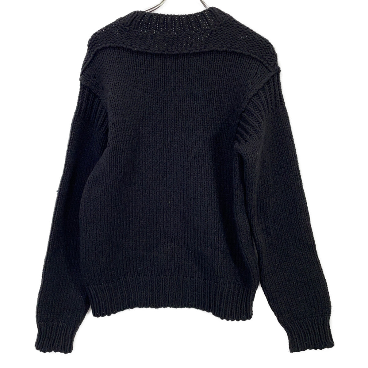 Men's Black Wool Low-Gauge Knit Top