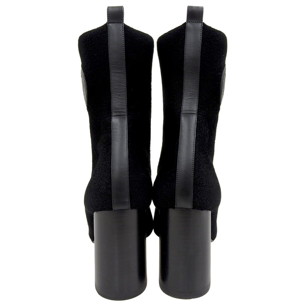 HERMES エルメス ジェナ 90 ショートブーツ ブラックブーツ レディース ブラック 37 シューズ