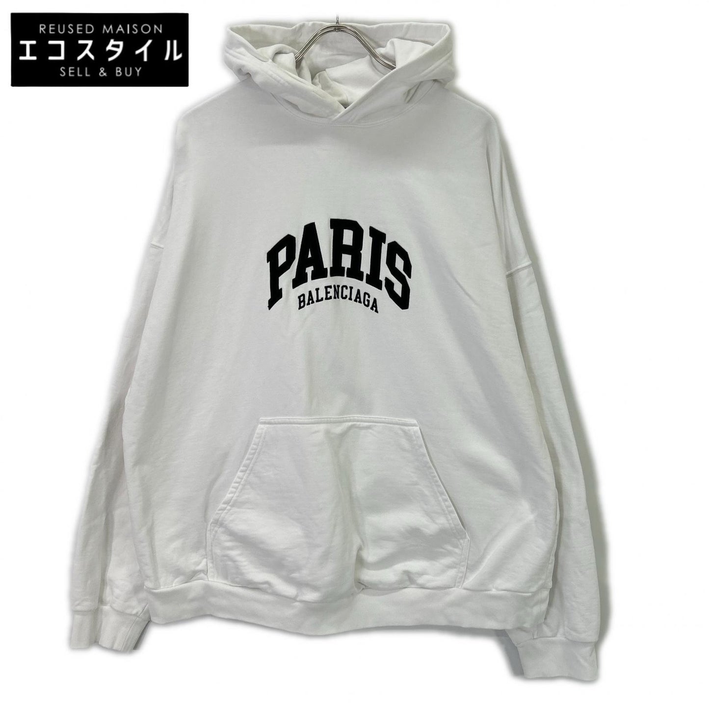 BALENCIAGA 674986 Paris Embroidered Pullover Hoodie Tops