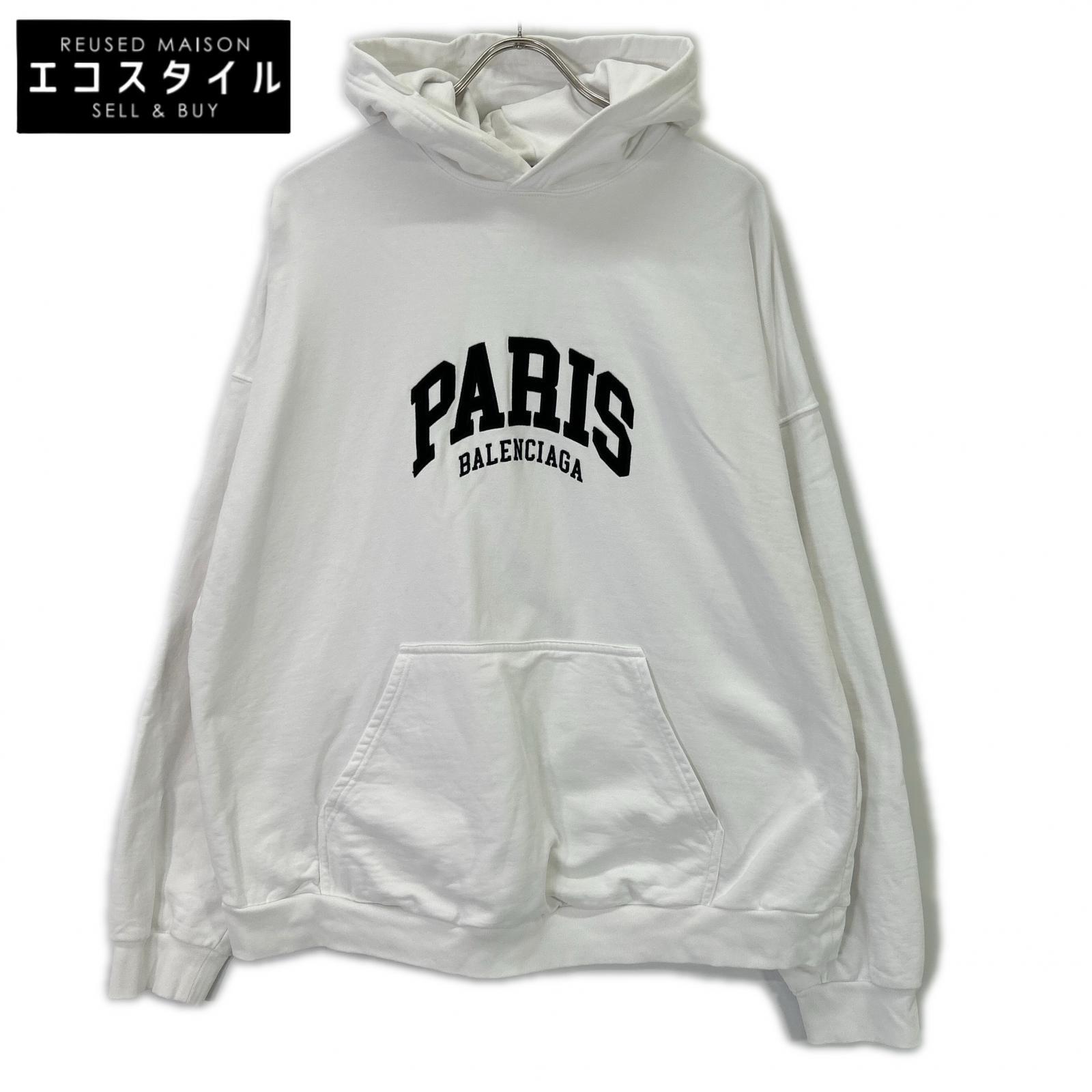 BALENCIAGA 674986 Paris Embroidered Pullover Hoodie Tops