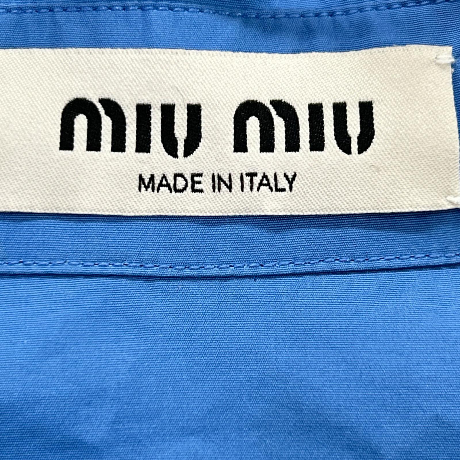 MIUMIU 缪缪 22SS MK1626 Logo刺绣超大款府绸长袖衬衫 上衣