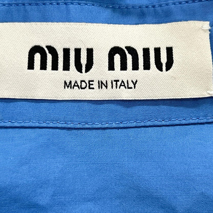 MIUMIU 缪缪 22SS MK1626 Logo刺绣超大款府绸长袖衬衫 上衣