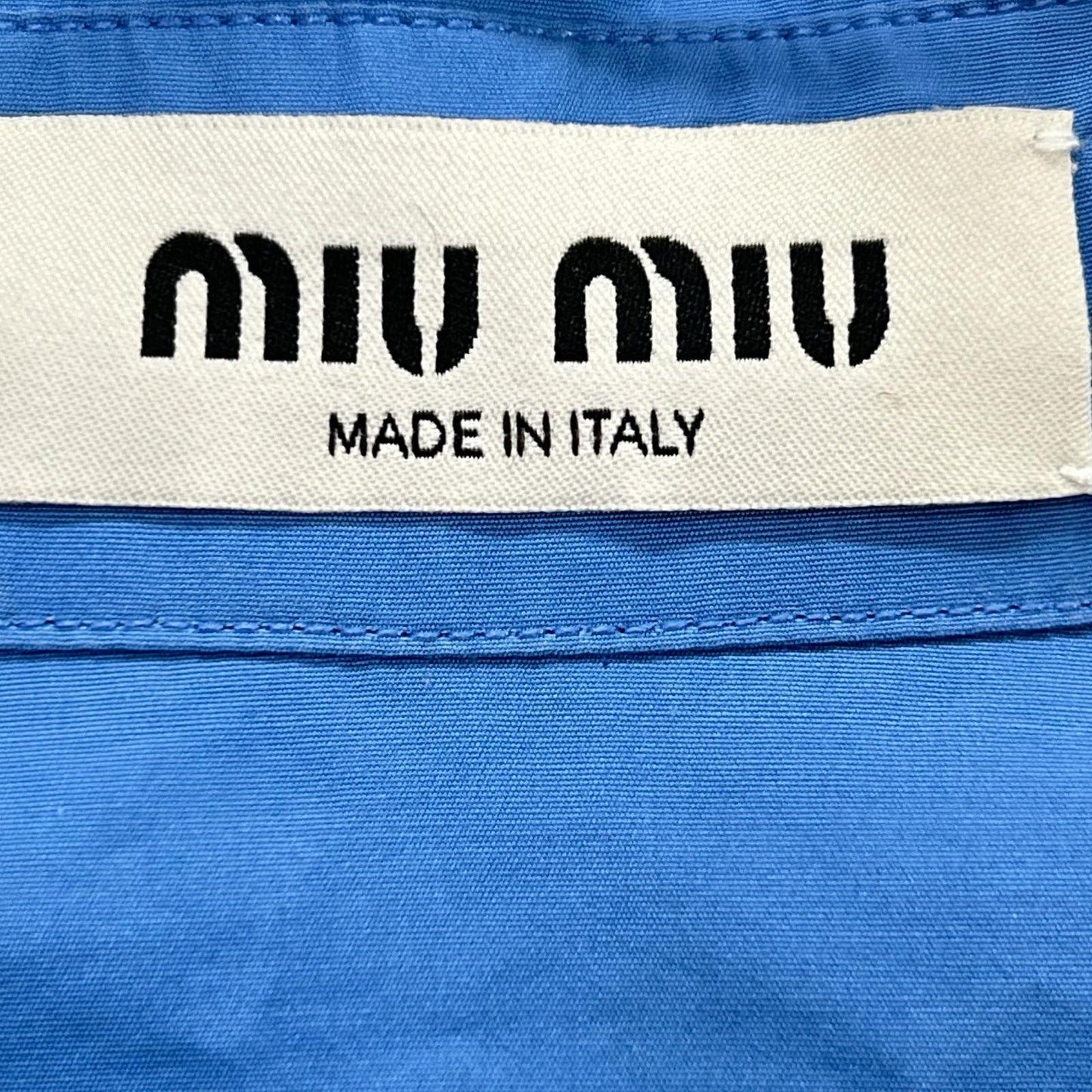 MIUMIU Miu Miu 22SS MK1626 Logo Embroidered Oversized Poplin Long-Sleeve Shirt Top