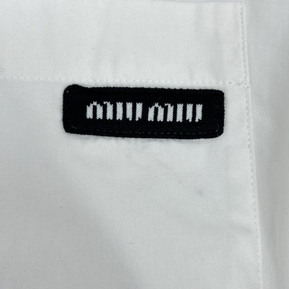 MIUMIU Miu Miu DNA067 Logo-patch cotton long-sleeve shirt women's top