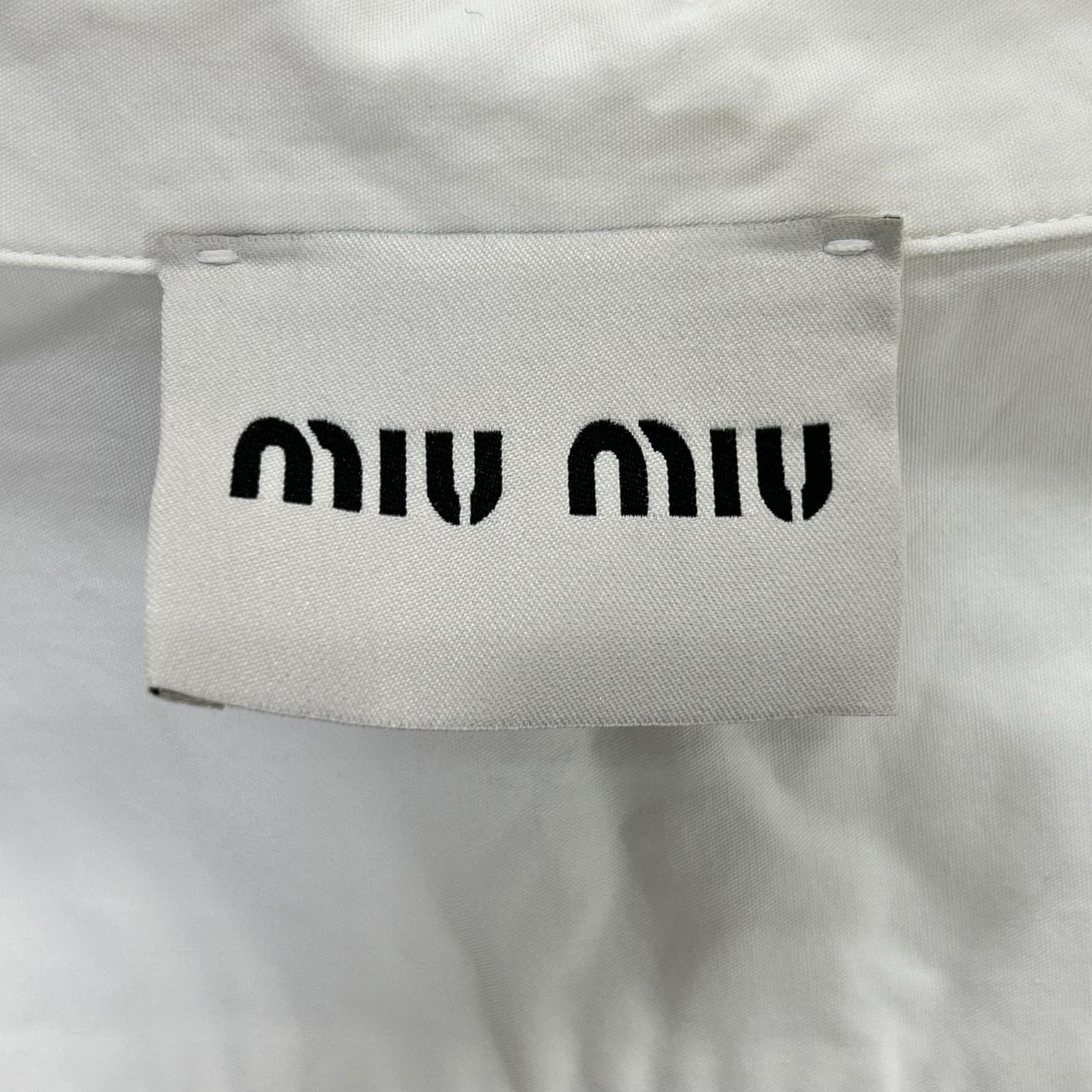 MIUMIU Miu Miu DNA067 Logo-patch cotton long-sleeve shirt women's top