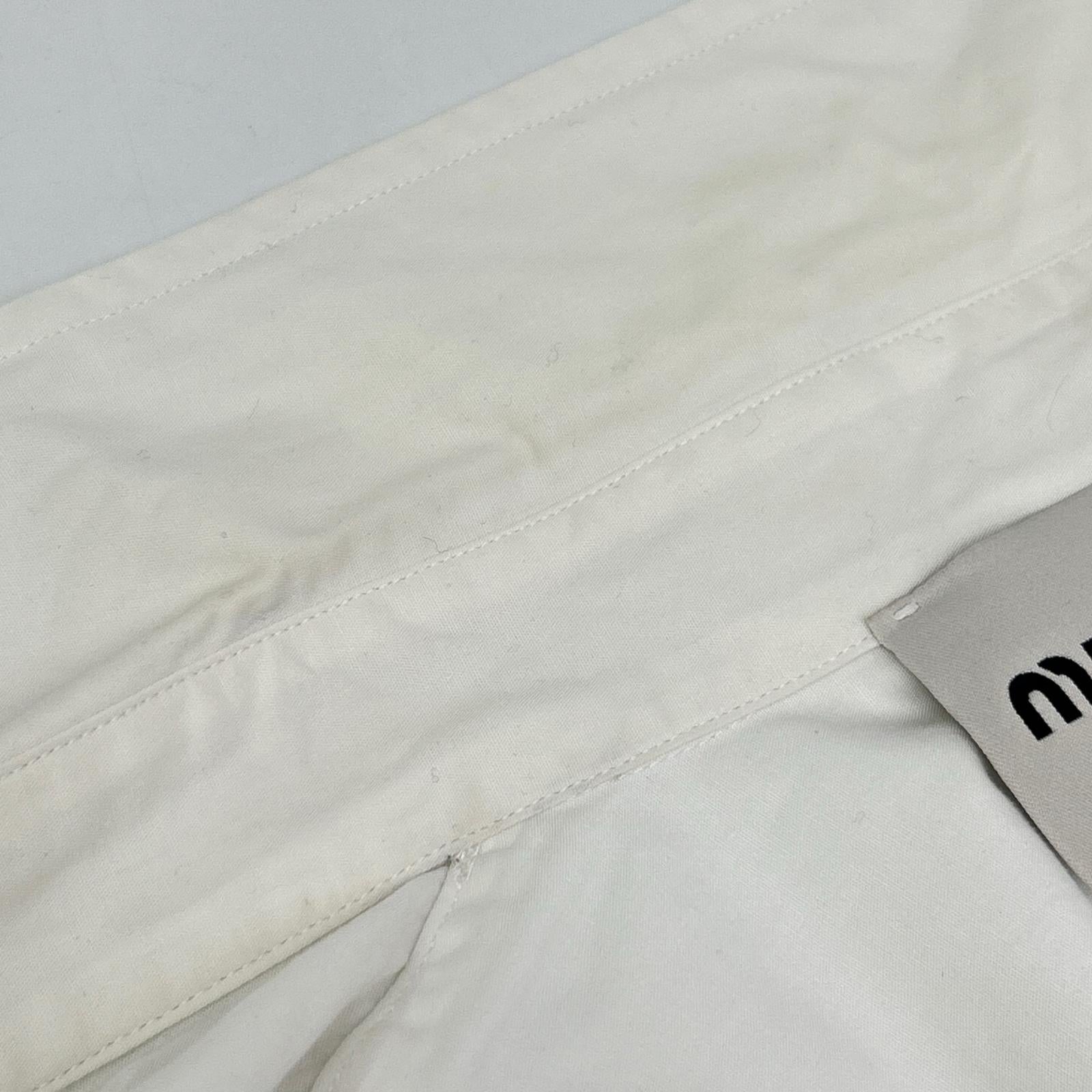 MIUMIU Miu Miu DNA067 Logo-patch cotton long-sleeve shirt women's top