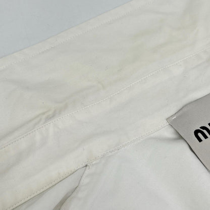 MIUMIU Miu Miu DNA067 Logo-patch cotton long-sleeve shirt women's top