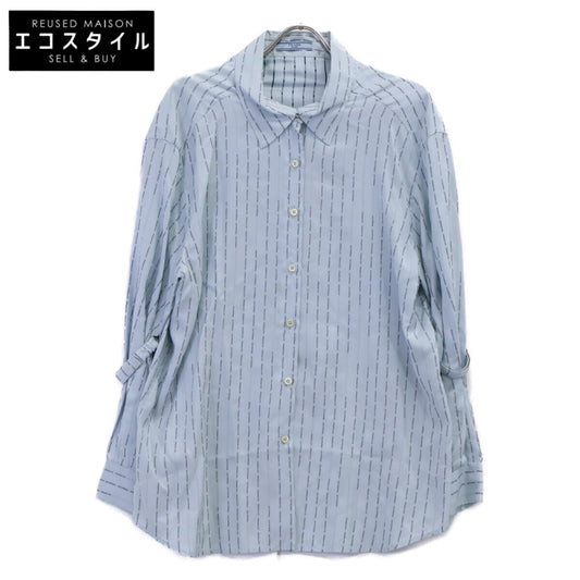PRADA P424C S181 Logo Stripe Blouse Top