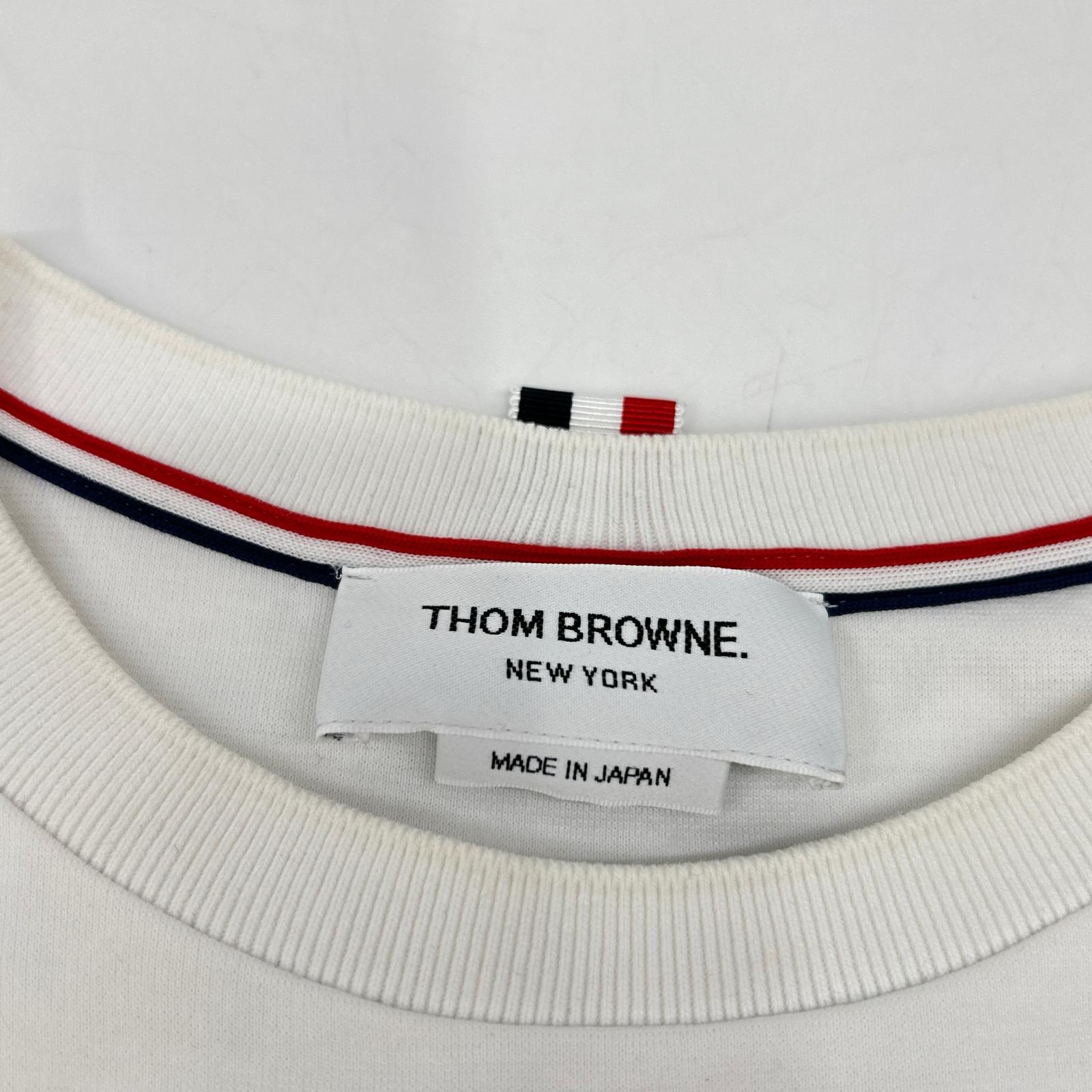 THOM BROWNE トムブラウン 白 半袖カットソー トリコロール トップス