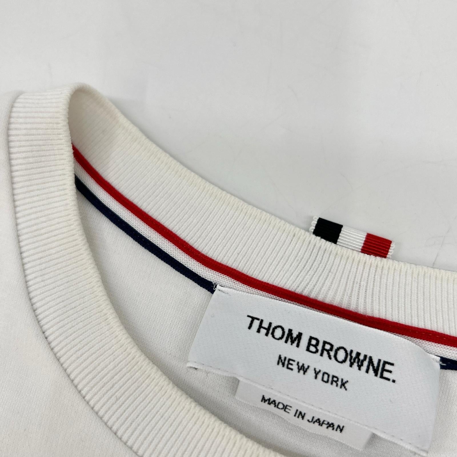 THOM BROWNE トムブラウン 白 半袖カットソー トリコロール トップス