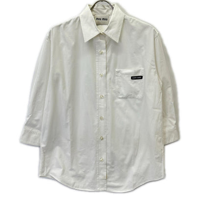 MIUMIU Miu Miu DNA067 White Logo Shirt Top
