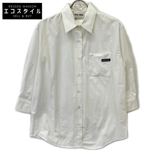 MIUMIU Miu Miu DNA067 White Logo Shirt Top
