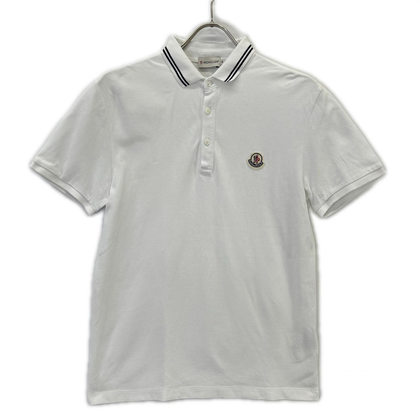 MONCLER White Logo Short Sleeve Polo Shirt