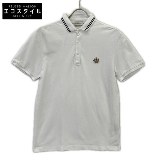 MONCLER White Logo Short Sleeve Polo Shirt