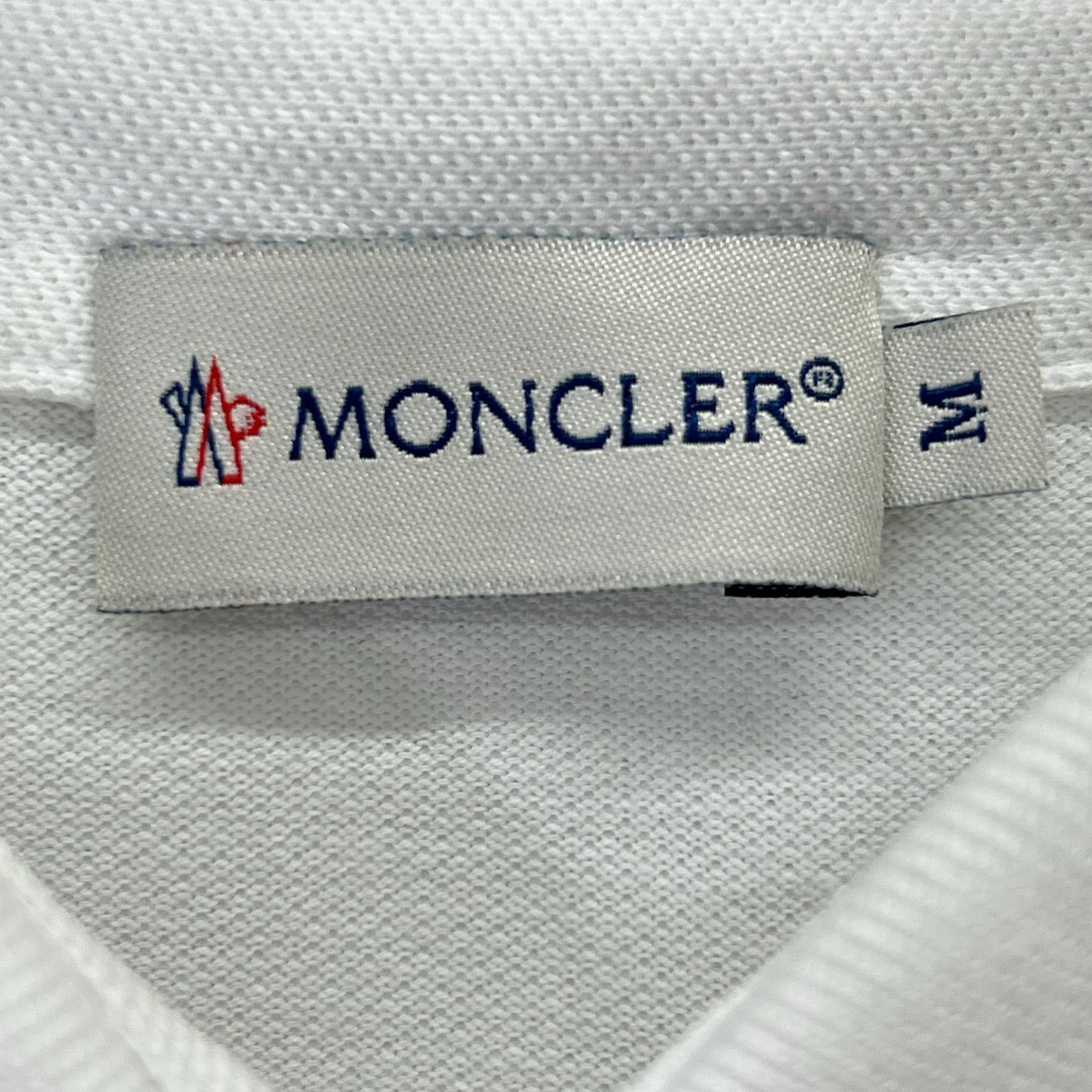 MONCLER White Logo Short Sleeve Polo Shirt