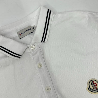 MONCLER White Logo Short Sleeve Polo Shirt