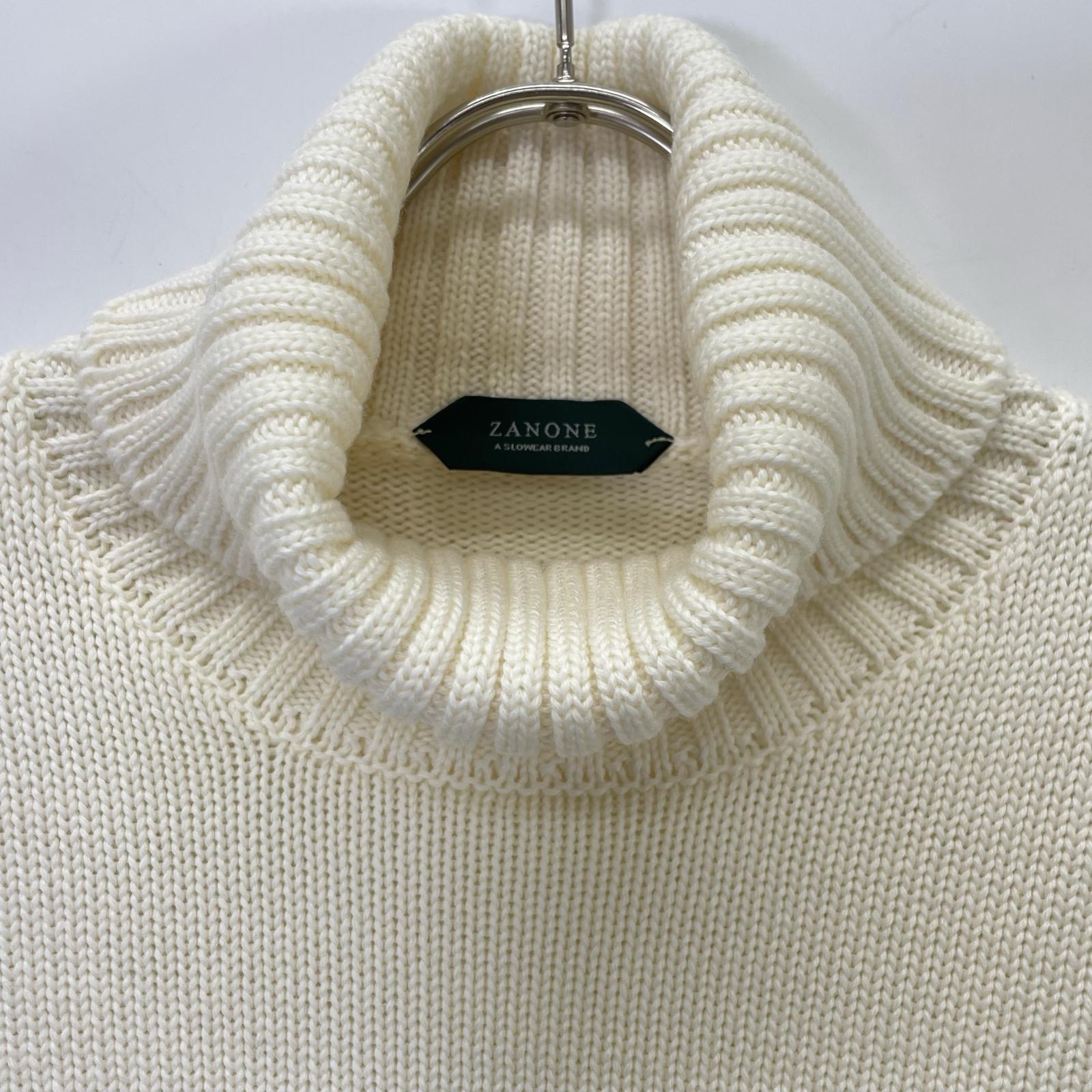 ZANONE 7ETJP4 White Wool Turtleneck Knit Top