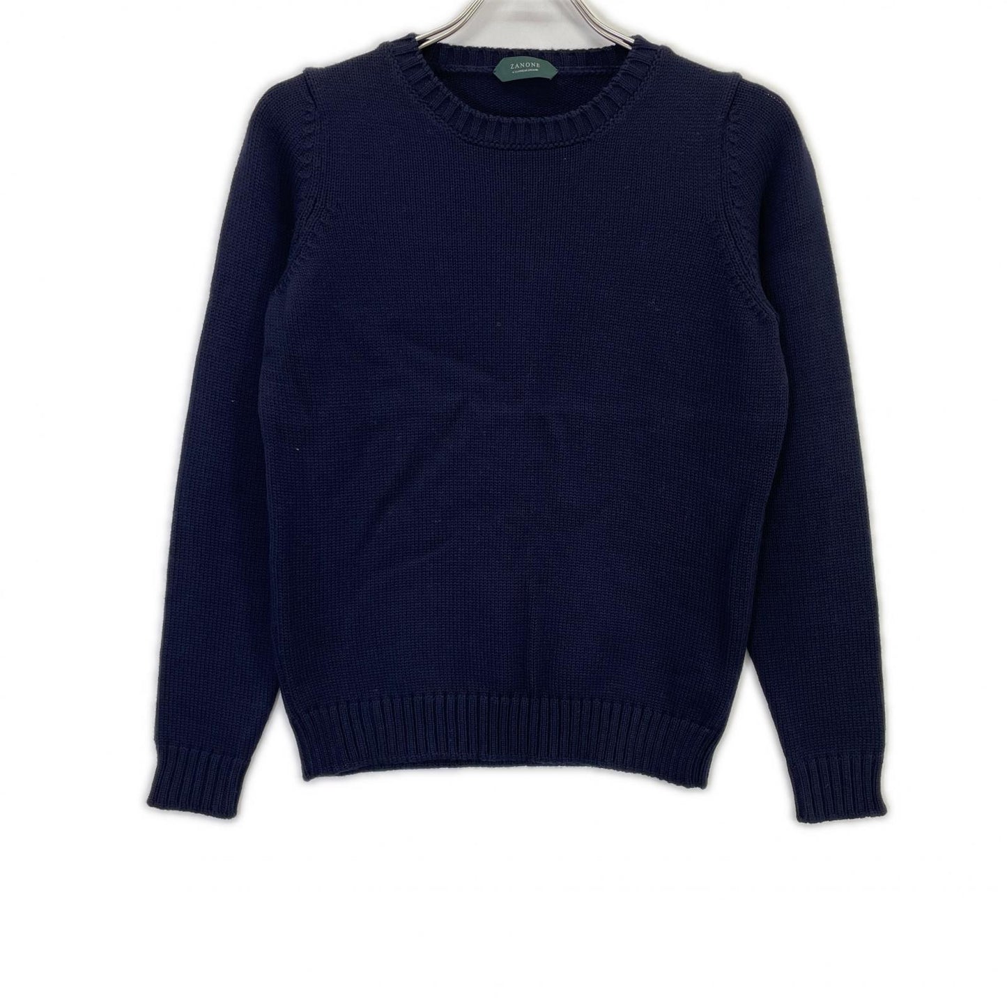 ZANONE Navy Wool Crew Neck Knit Top 44 Men's