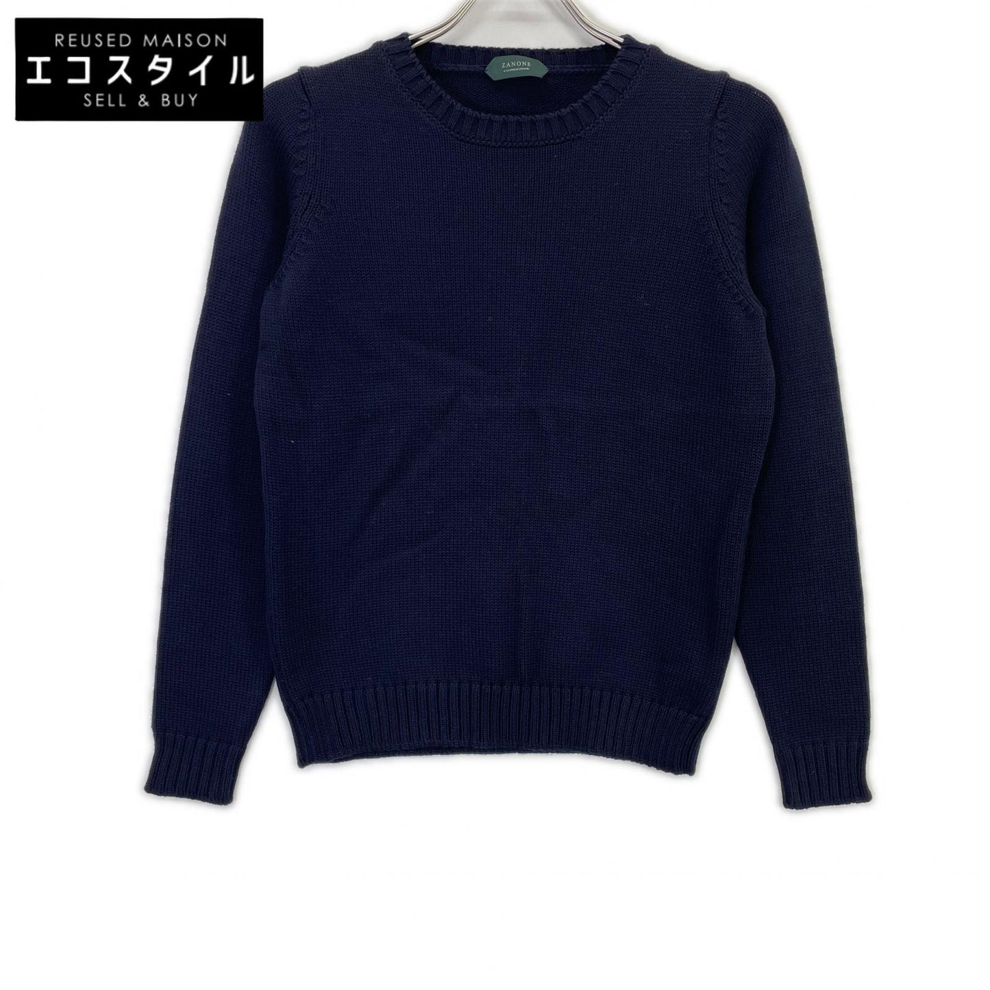 ZANONE Navy Wool Crew Neck Knit Top 44 Men's