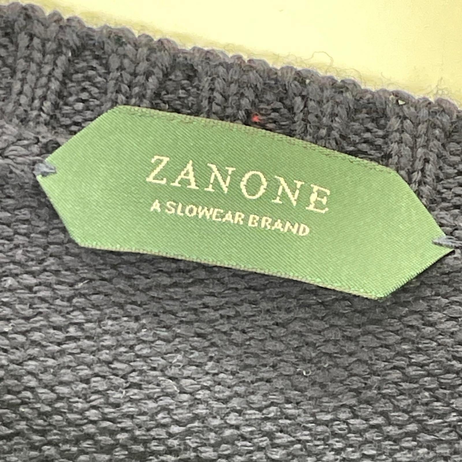 ZANONE Navy Wool Crew Neck Knit Top 44 Men's