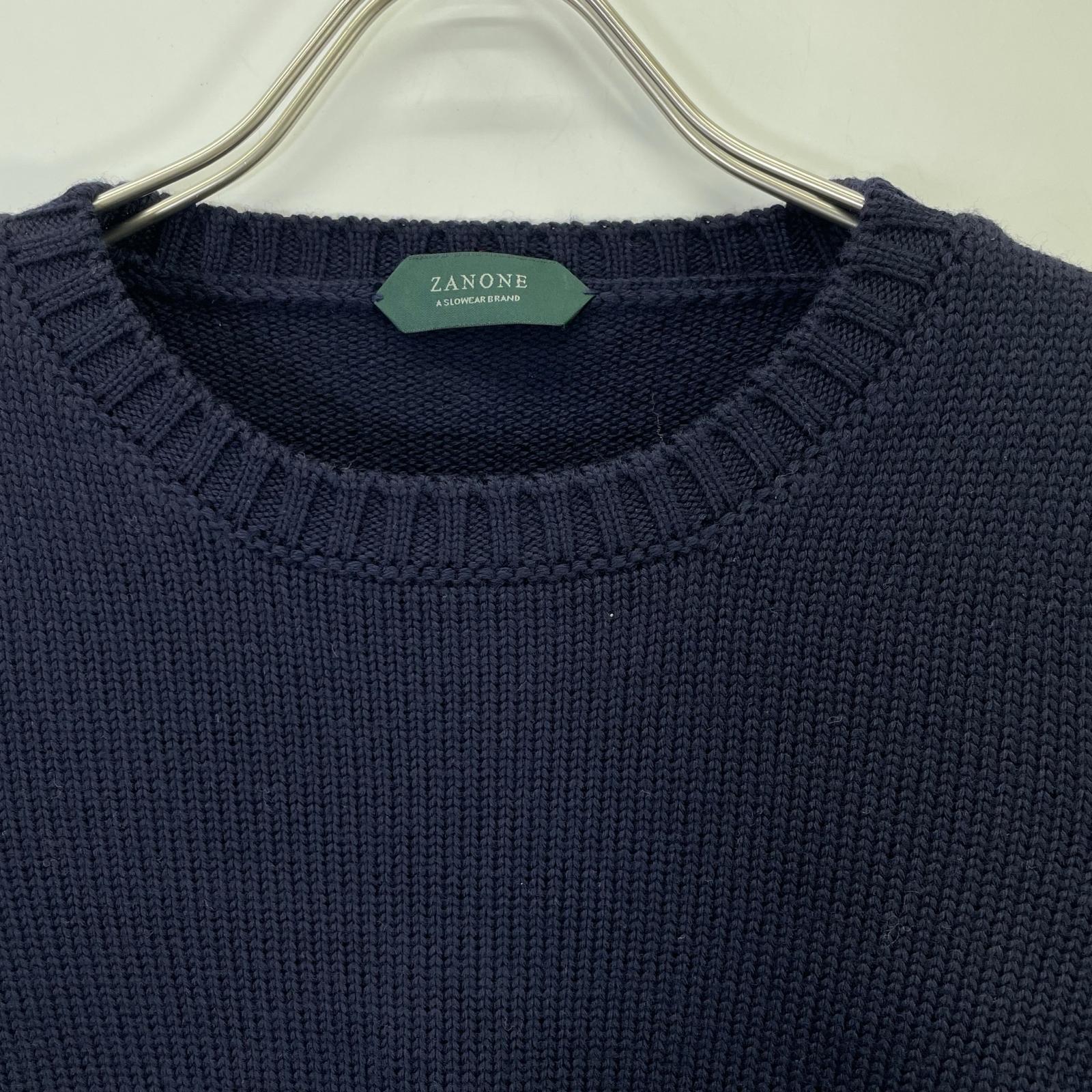 ZANONE Navy Wool Crew Neck Knit Top 44 Men's