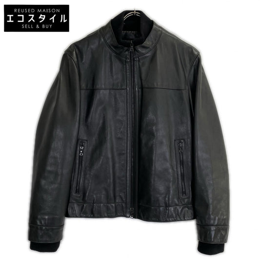 Black Rib Leather Jacket XS Mens
