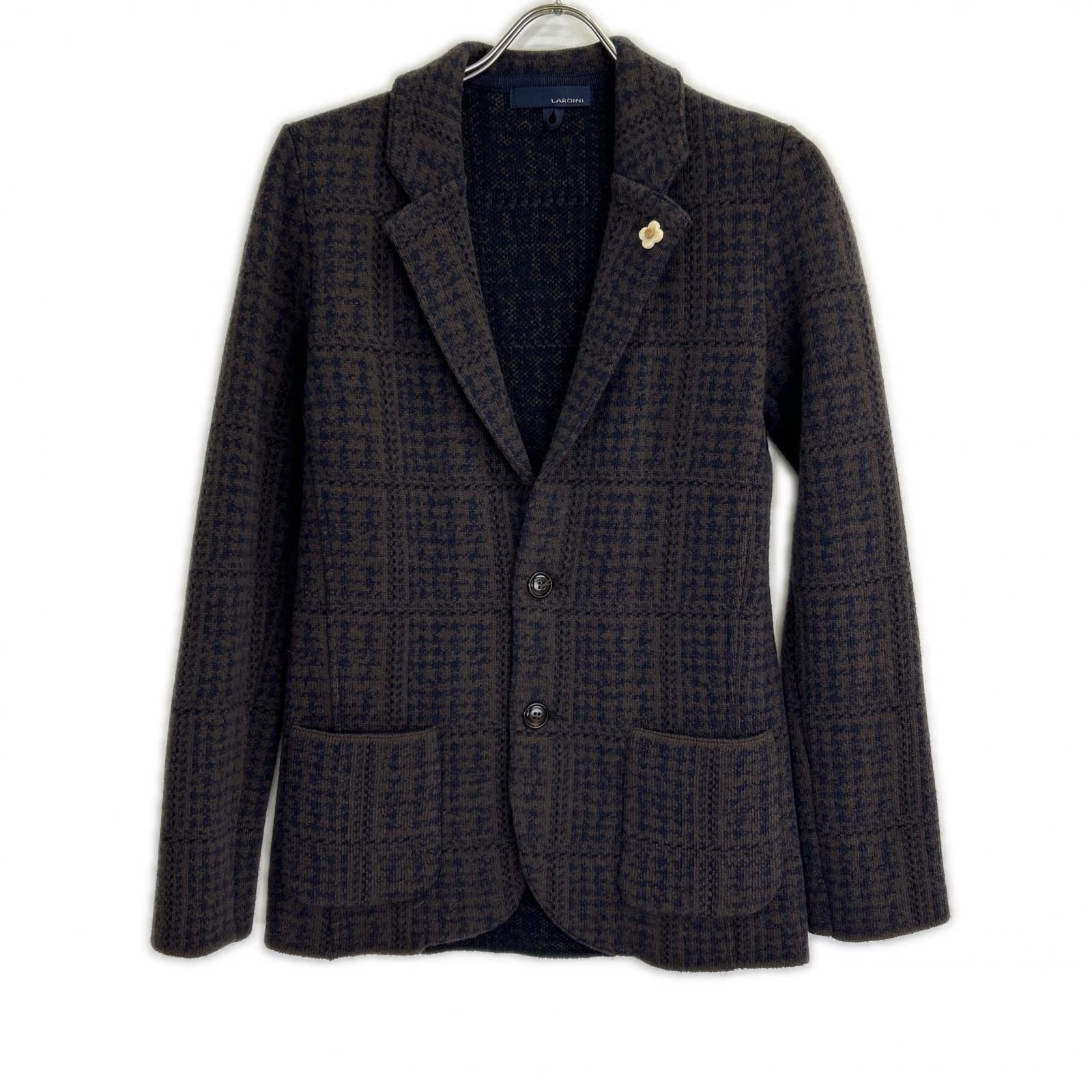 LARDINI Brown Jacquard Knit Jacket XXS Men's