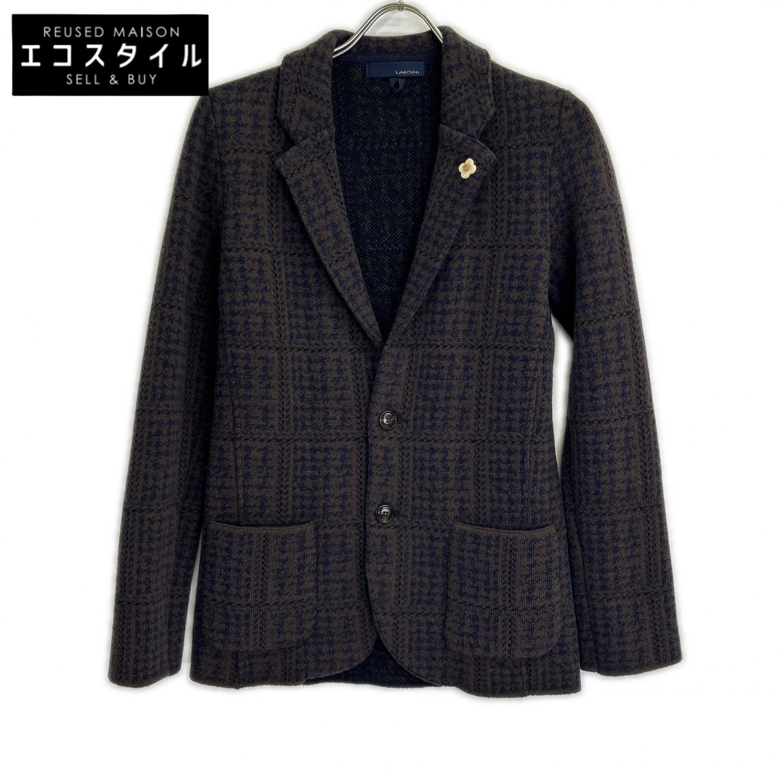 LARDINI Brown Jacquard Knit Jacket XXS Men's