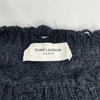 SAINT LAURENT PARIS 22 Mohair x Nylon x Wool Knit XS Black Playboy Collaboration 713263 Tops