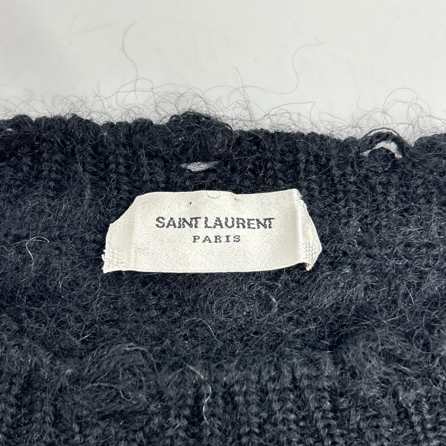 SAINT LAURENT PARIS 圣罗兰巴黎 22年 马海毛×尼龙×羊毛 针织衫 XS 黑色 兔女郎联名款 713263 上衣