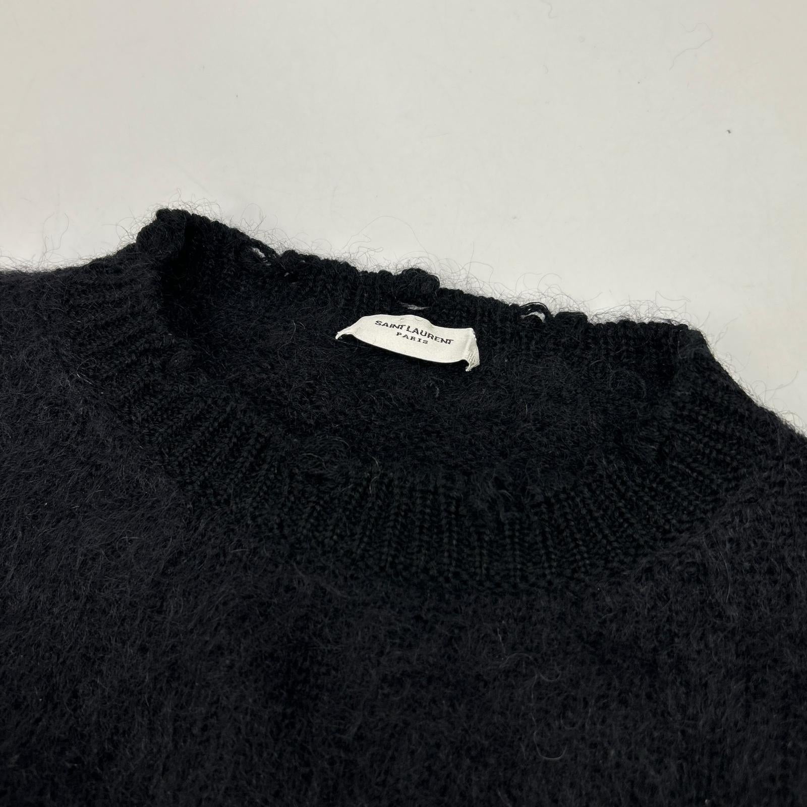 SAINT LAURENT PARIS 22 Mohair x Nylon x Wool Knit XS Black Playboy Collaboration 713263 Tops