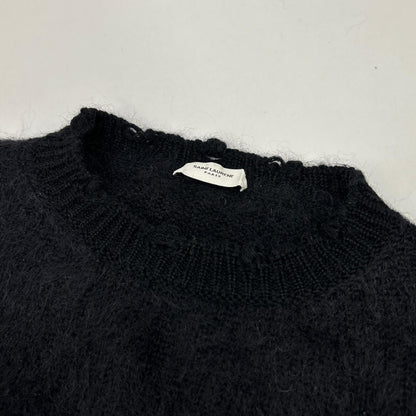 SAINT LAURENT PARIS 22 Mohair x Nylon x Wool Knit XS Black Playboy Collaboration 713263 Tops