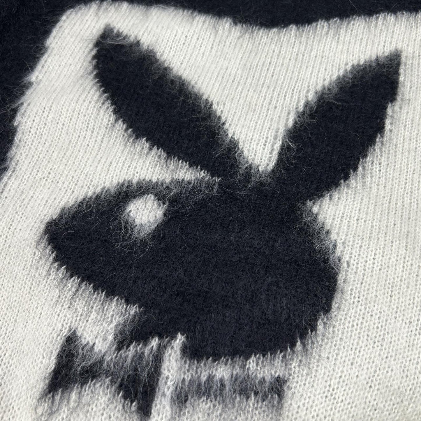 SAINT LAURENT PARIS 22 Mohair x Nylon x Wool Knit XS Black Playboy Collaboration 713263 Tops
