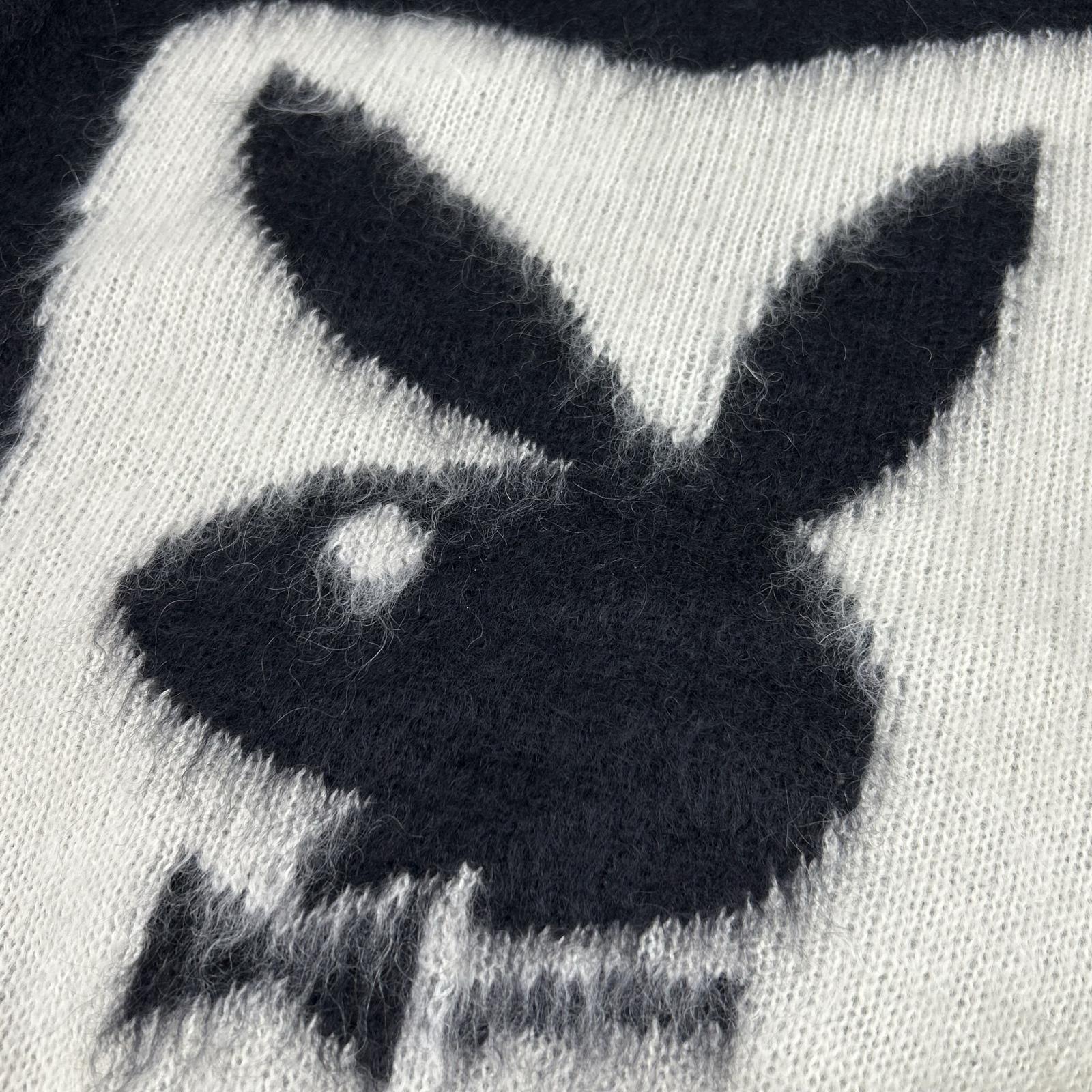 SAINT LAURENT PARIS 22 Mohair x Nylon x Wool Knit XS Black Playboy Collaboration 713263 Tops