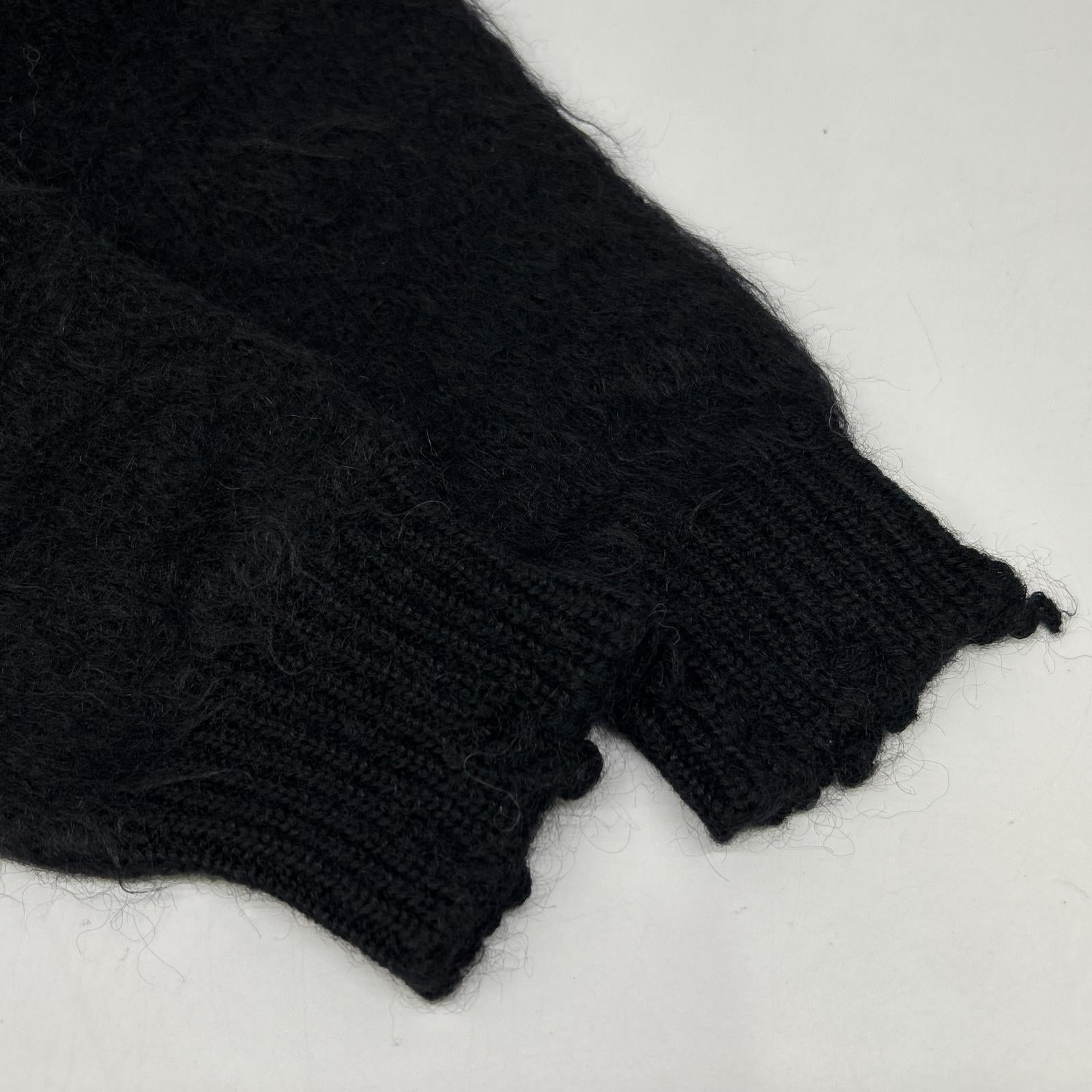 SAINT LAURENT PARIS 22 Mohair x Nylon x Wool Knit XS Black Playboy Collaboration 713263 Tops