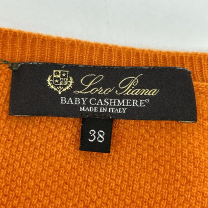 Loro Piana ロロピアーナ FAG1197 オレンジ ベビーカシミヤ ニット セーター ロゴ プレート トップス