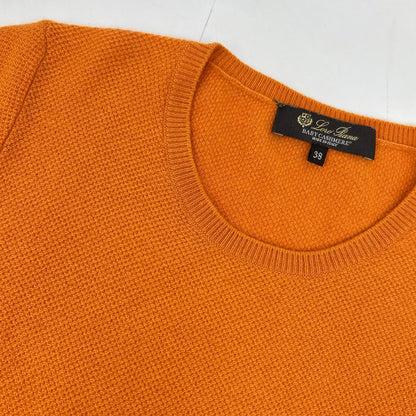 FAG1197 Orange Baby Cashmere Knit Sweater Logo Plate Top 38 Women's