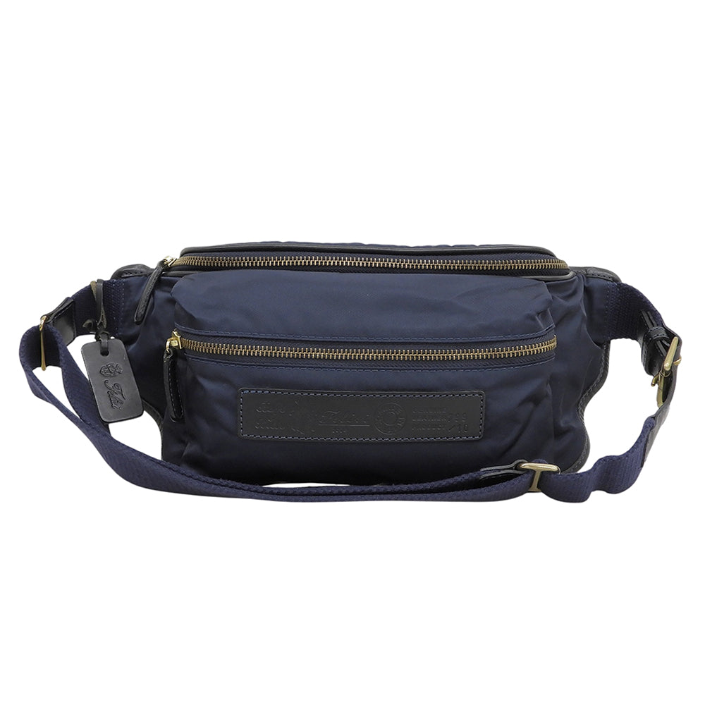 Felisi フェリージ 美品 ナイロン×レザー ショルダーバッグ ボディバッグ メンズ ネイビー 799 ボディバッグ