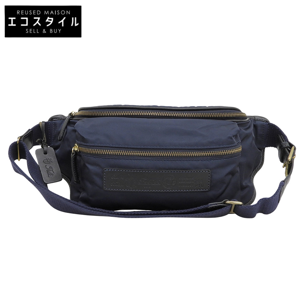 Felisi フェリージ 美品 ナイロン×レザー ショルダーバッグ ボディバッグ メンズ ネイビー 799 ボディバッグ