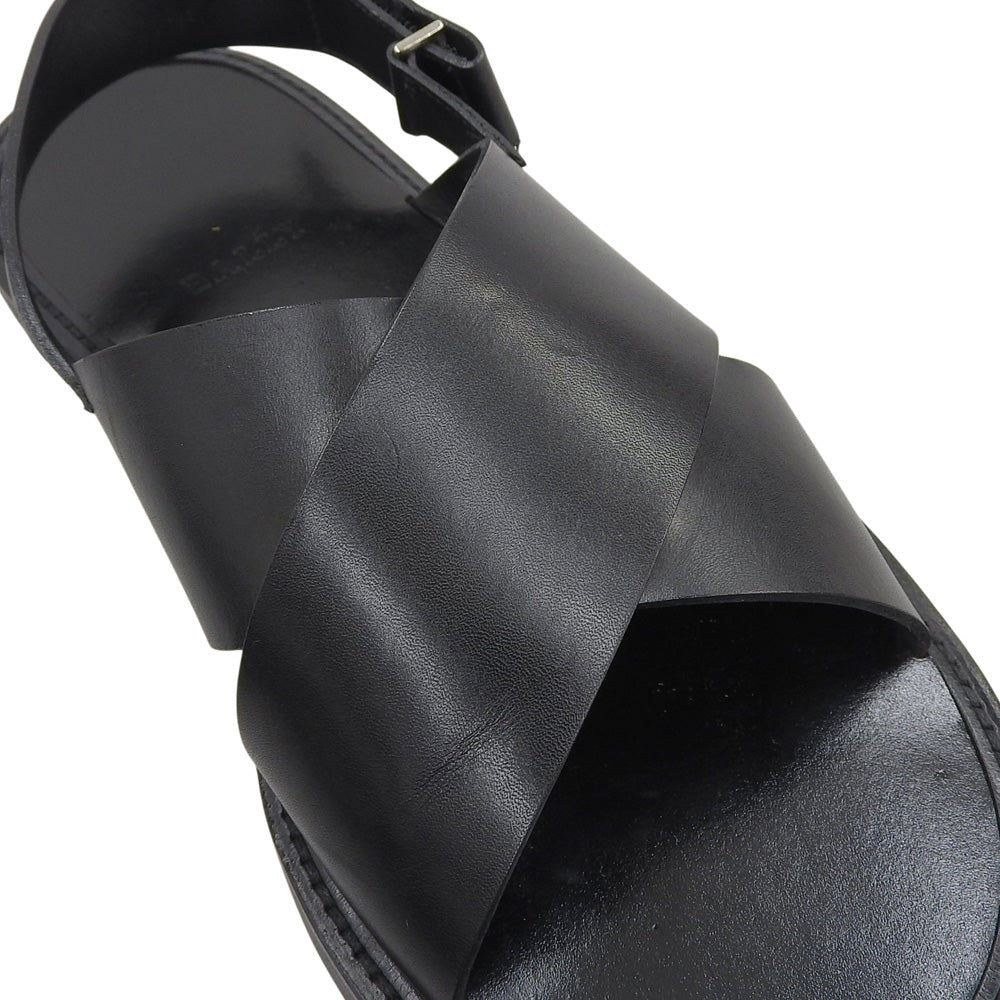 BALLY レザーサンダル ブラック 黒 古着屋 vintage バリー BALLY バリー 新品同様 ブラック レザー サンダル シューズ メンズ 6 E