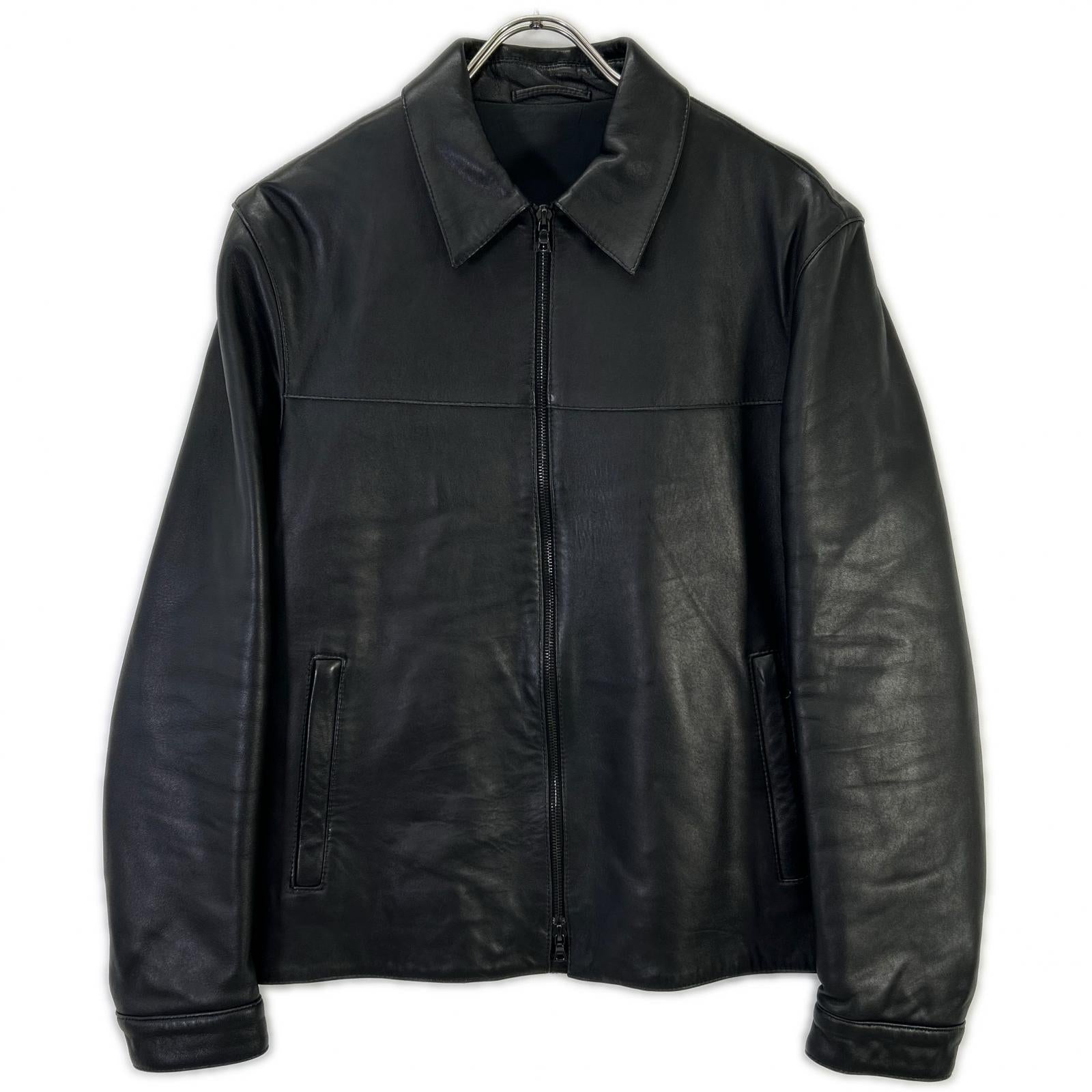 Black sheepskin zip jacket for men