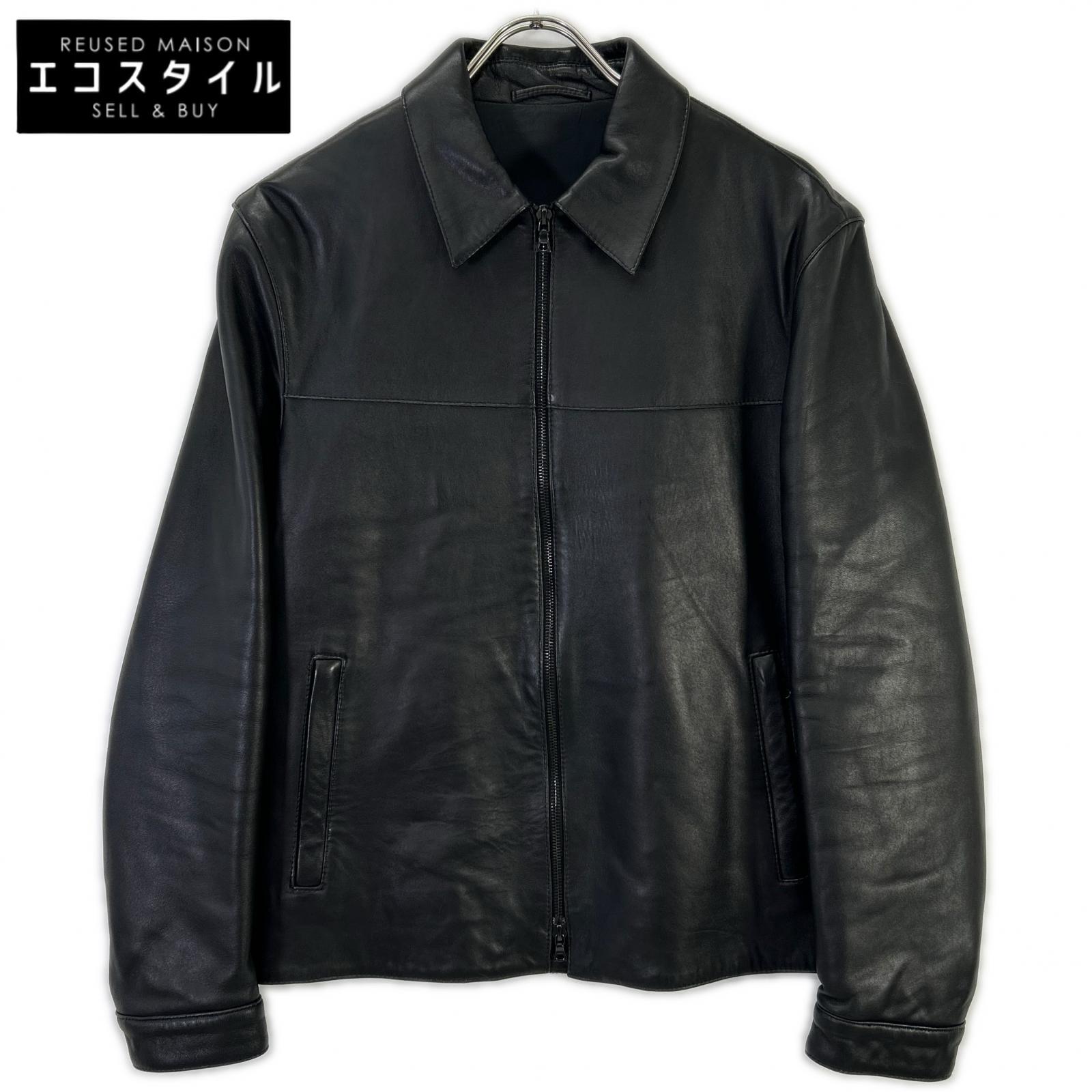 Black sheepskin zip jacket for men